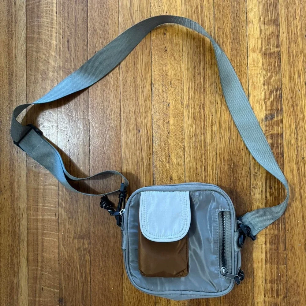 Gray and Brown Men's Crossbody Bag - Picture 1 of 3